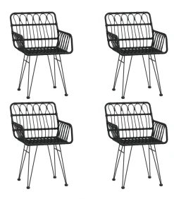 5-delige Tuinset poly rattan zwart