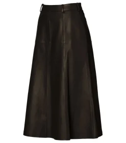 Delilah Leren Rok Donkerbruin