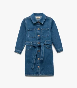 Denim Jurk voor Meisjes Lange Mouwen met Ceintuur