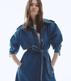 Denim Trenchcoat Lange Mouwen Ceintuur