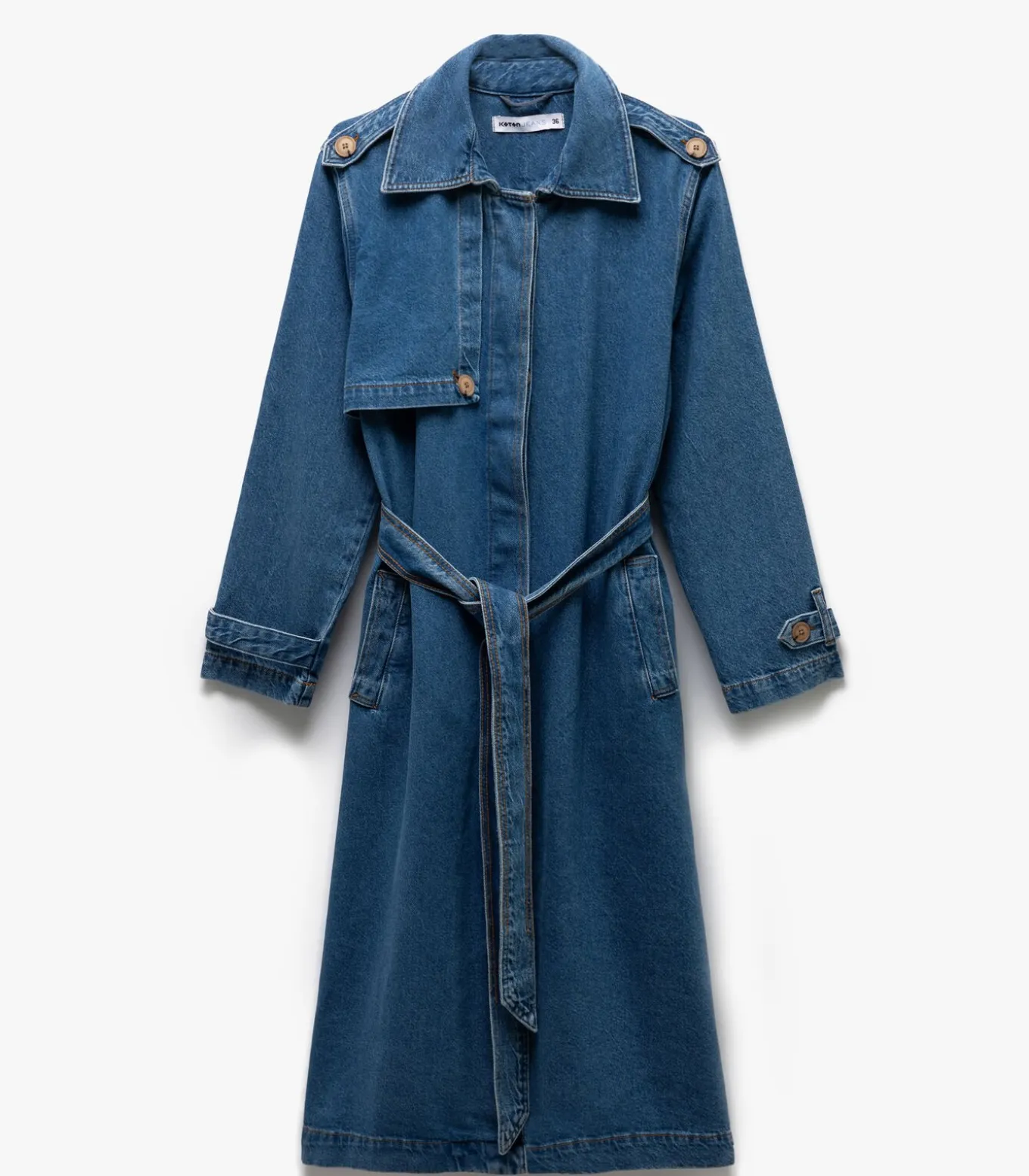 Denim Trenchcoat Lange Mouwen Ceintuur