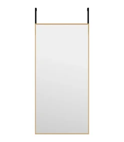 Deurspiegel 30x60 cm glas en aluminium goudkleurig