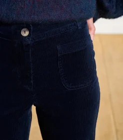 Donkerblauwe fluwelen broek