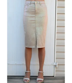 DOUC - BEIGE STRETCH KATOENEN ROK