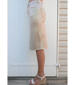 DOUC - BEIGE STRETCH KATOENEN ROK