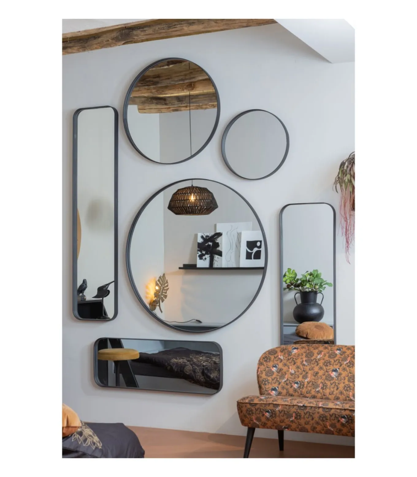 Doutzen Spiegel - Metaal - Zwart - 80x80x5