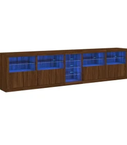 Dressoir met LED-verlichting 283x37x67 cm bruin eikenkleur