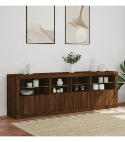 Dressoir met LED-verlichting 202x37x67 cm bruin eikenkleur