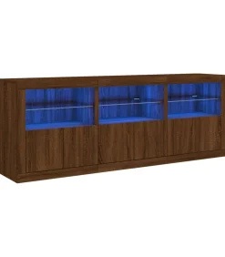 Dressoir met LED-verlichting 181,5x37x67 cm bruin eikenkleur
