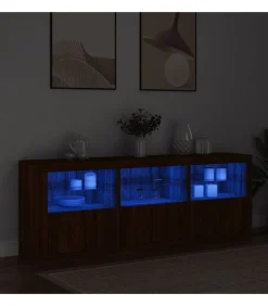 Dressoir met LED-verlichting 181,5x37x67 cm bruin eikenkleur
