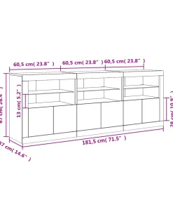 Dressoir met LED-verlichting 181,5x37x67 cm bruin eikenkleur
