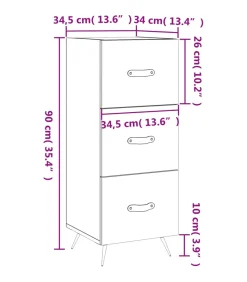 Dressoir 34,5x34x90 cm bewerkt hout grijs sonoma eikenkleurig