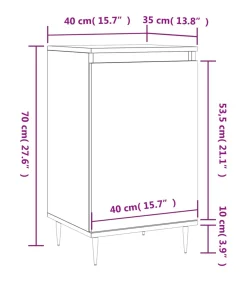 Dressoir 40x35x70 cm bewerkt hout gerookt eikenkleurig