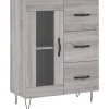 Dressoir 69,5x34x90 cm bewerkt hout grijs sonoma eikenkleurig