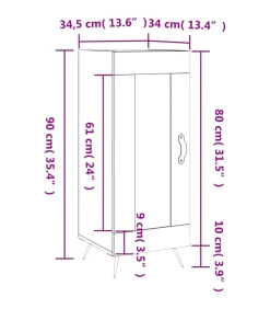 Dressoir 34,5x34x90 cm bewerkt hout grijs sonoma eikenkleurig