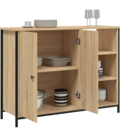 Dressoir 100x33x75 cm bewerkt hout sonoma eikenkleurig