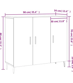 Dressoir 90x34x80 cm bewerkt hout grijs sonoma eikenkleurig