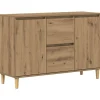 Dressoir 102x35x70 cm bewerkt hout artisanaal eikenkleurig