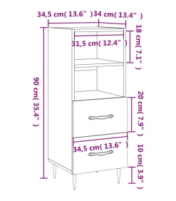 Dressoir 34,5x34x90 cm bewerkt hout grijs sonoma eikenkleurig