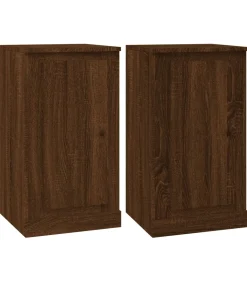 Dressoirs 2 st 37,5x35,5x67,5 cm bewerkt hout bruin eikenkleur