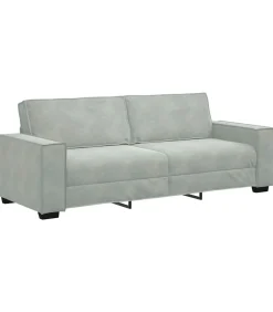 Driezitsbank 180 cm fluweel lichtgrijs