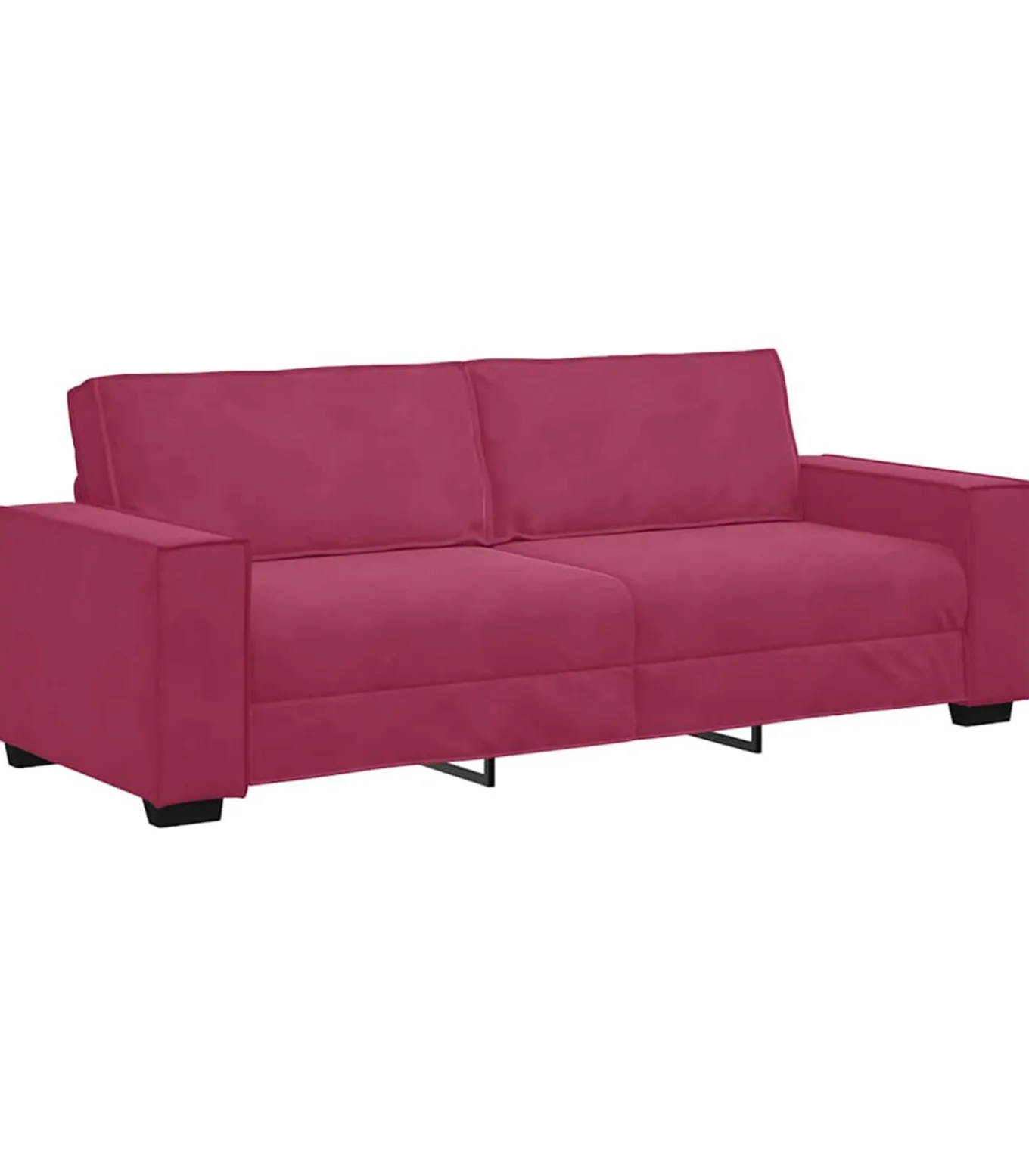 Driezitsbank 180 cm fluweel wijnrood