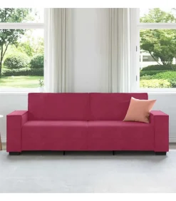 Driezitsbank 180 cm fluweel wijnrood