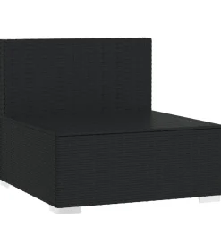 Driezitsbank met kussens poly rattan zwart