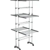Droogrek 3-laags met wieltjes 60x70x129 cm zilverkleurig