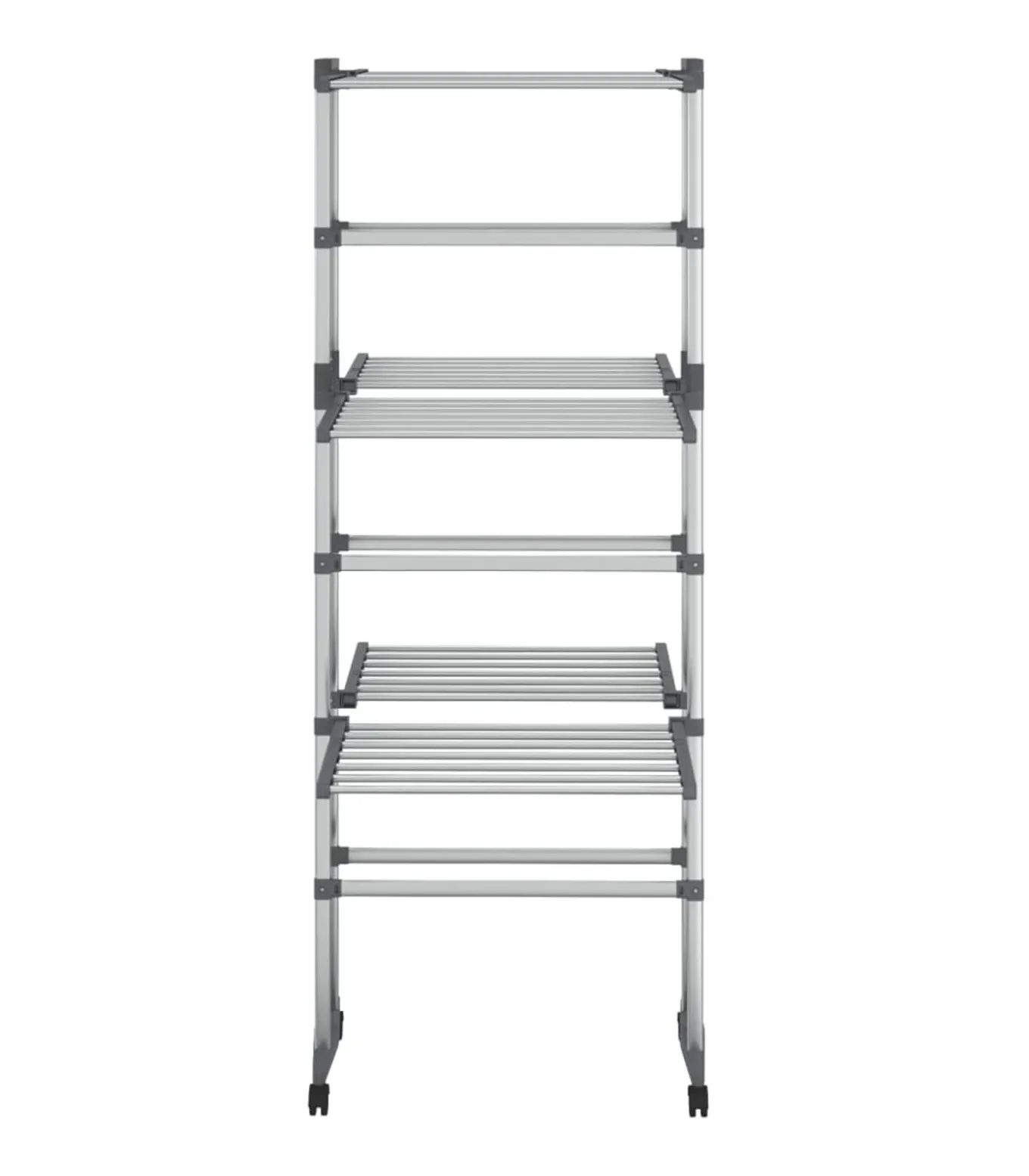 Droogrek 3-laags met wieltjes 60x70x129 cm zilverkleurig