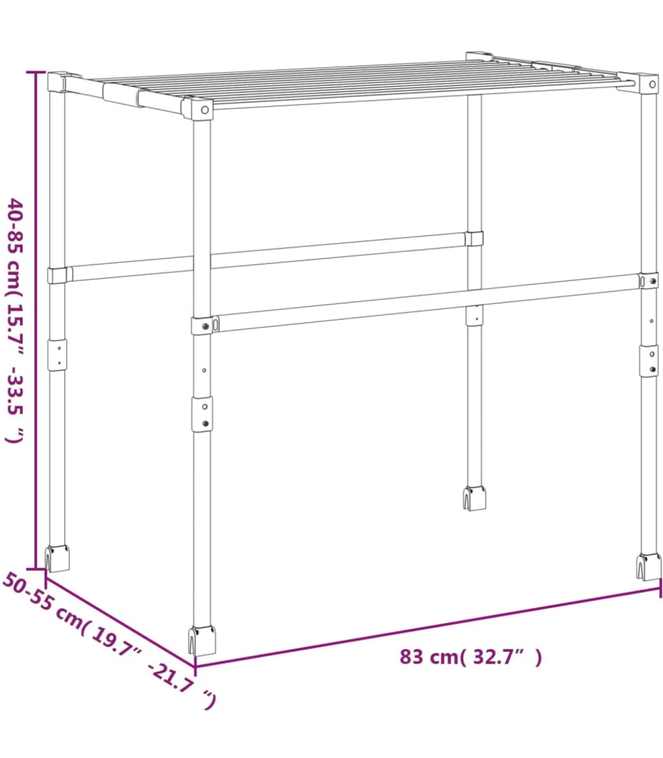 Droogrek 83x(50-55)x(40-85) cm aluminium