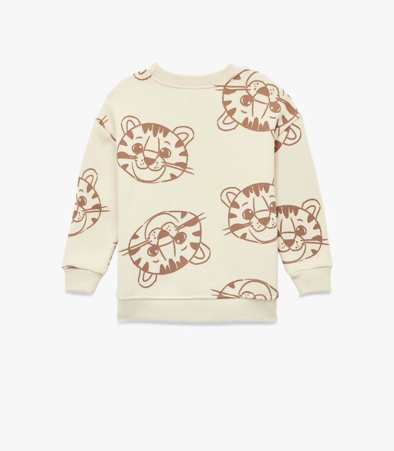 Ecru Baby Trui Met Lange Mouwen En Tijgerprint