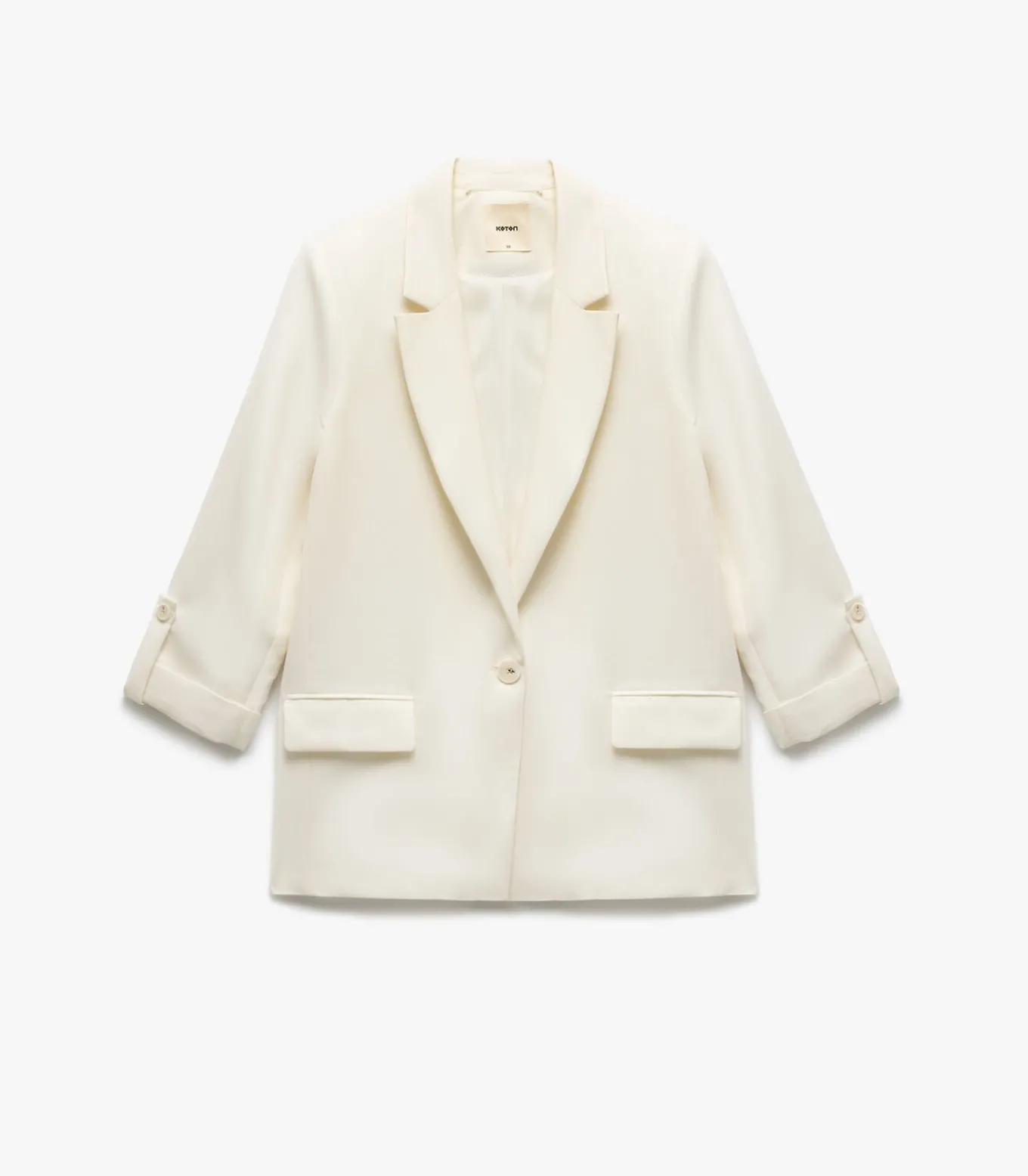 Ecru Blazer Lange Mouwen Kruisdetail Zakdetail