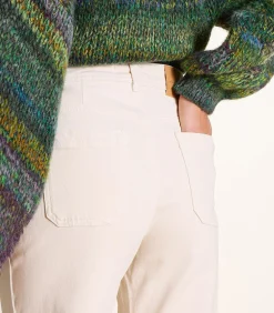 Ecru jeans met wijde pijpen van organisch katoen