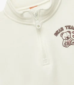 Ecru Kinder Sweatshirt Half Rits Met Print