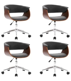 Eetkamerstoelen 4 st draaibaar stof grijs