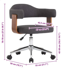 Eetkamerstoelen 2 st draaibaar gebogen hout en stof grijs