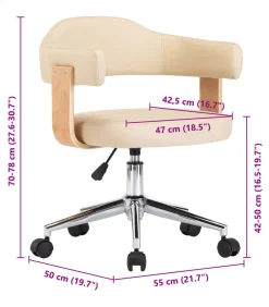 Eetkamerstoelen 6 st draaibaar 6 st kunstleer crèmekleurig