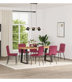 Eetkamerstoelen 6 st fluweel wijnrood