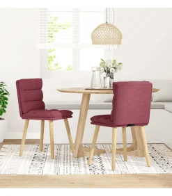 Eetkamerstoelen 2 st stof wijnrood