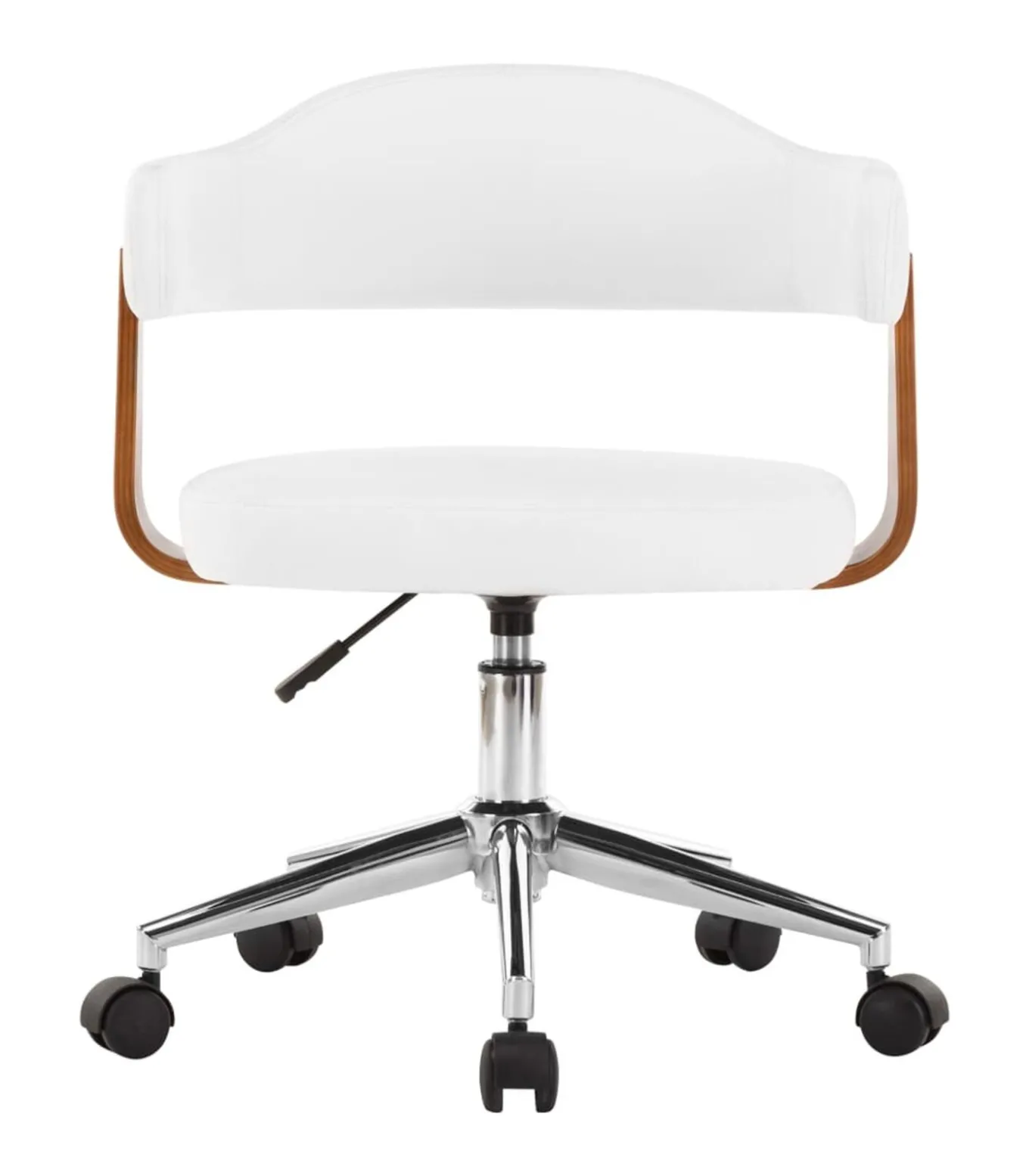 Eetkamerstoelen draaibaar 4 st gebogen hout en kunstleer wit