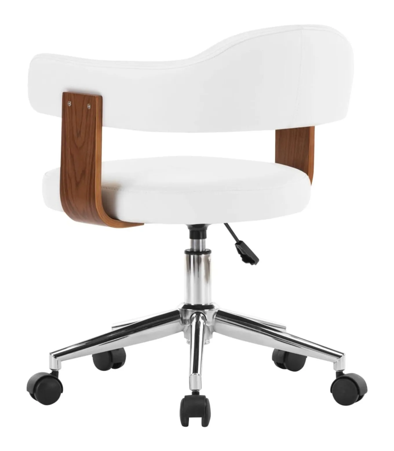 Eetkamerstoelen draaibaar 4 st gebogen hout en kunstleer wit