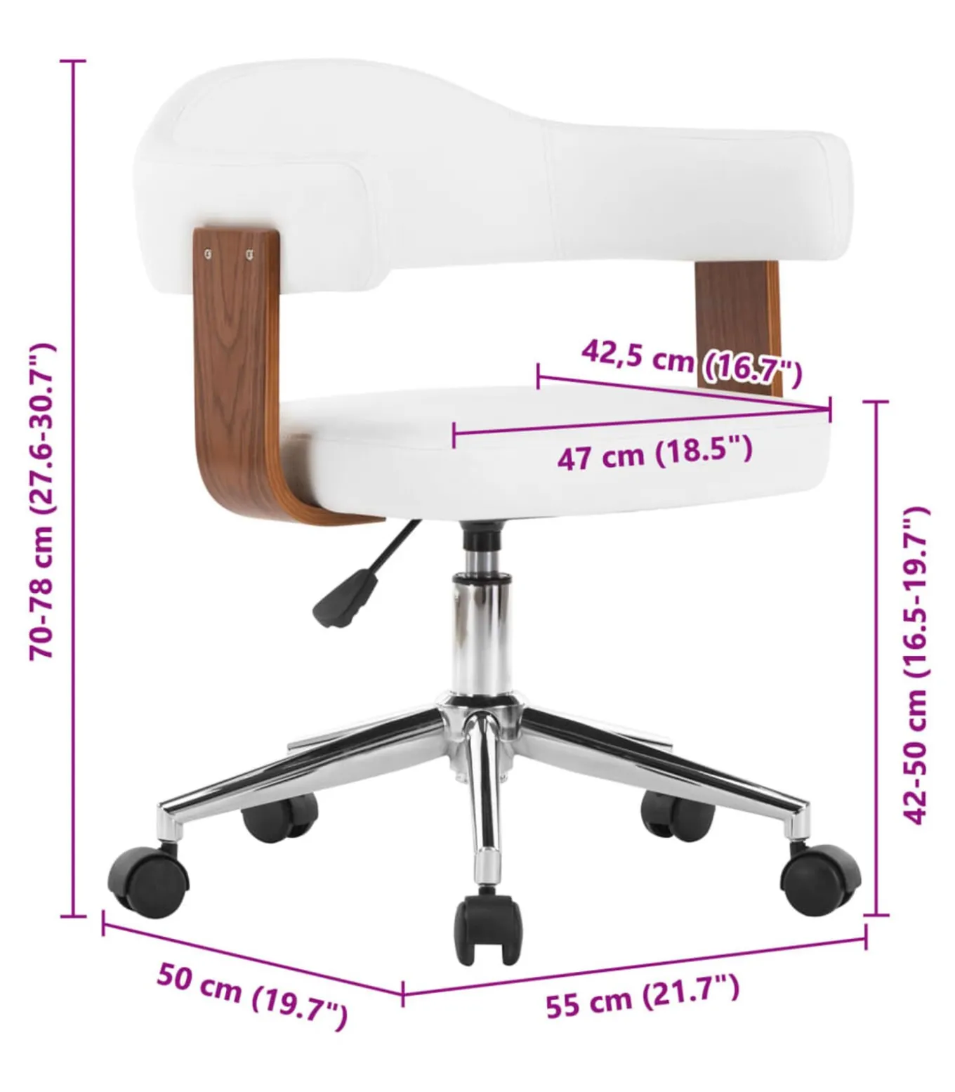 Eetkamerstoelen draaibaar 4 st gebogen hout en kunstleer wit