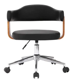 Eetkamerstoelen draaibaar 2 st gebogen hout en kunstleer zwart