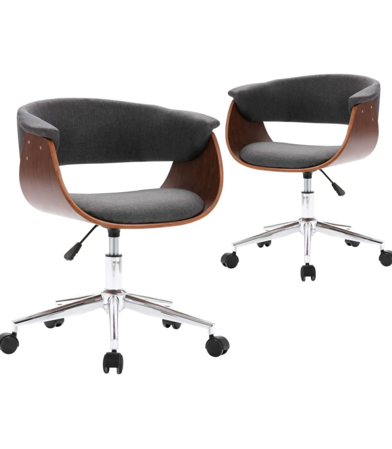 Eetkamerstoelen draaibaar 2 st stof grijs