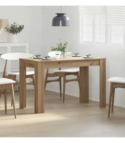 Eettafel 120x60x76 cm bewerkt hout artisanaal eikenkleur