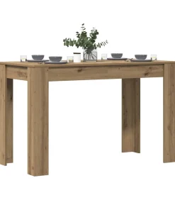 Eettafel 120x60x76 cm bewerkt hout artisanaal eikenkleur