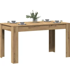 Eettafel 140x74,5x76 cm bewerkt hout artisanaal eikenkleurig
