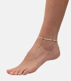 Enkelband voor dames, roestvrij staal, glaskraal | hartje