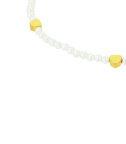 Enkelband voor dames, roestvrij staal, glaskraal | hartje